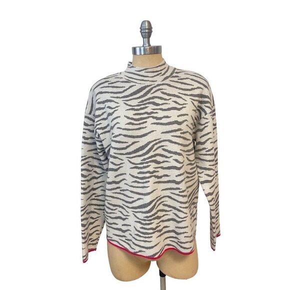 Anthropologie White and Gray Animal Print Sweater - Picture 3 of 6